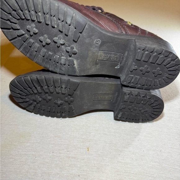 maroon Lace-Up Combat Boots with Side Zipper - Picture 3 of 6